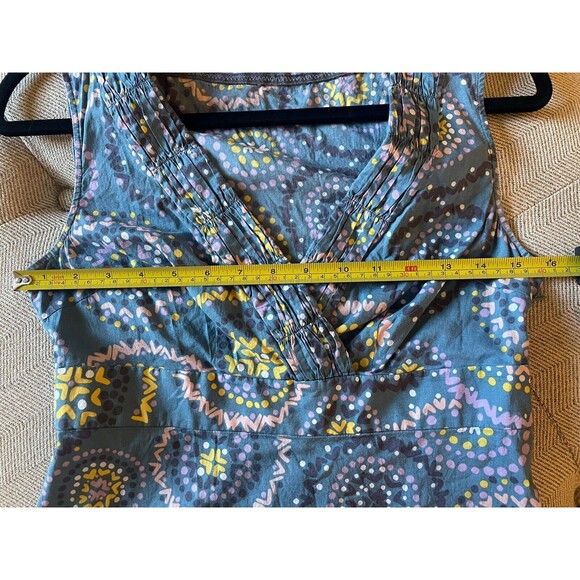 Boden 2/XS Sleeveless Tank/Blouse Blue V-Neck Cotton Boho Retro Artsy Faux-Wrap - Picture 5 of 6